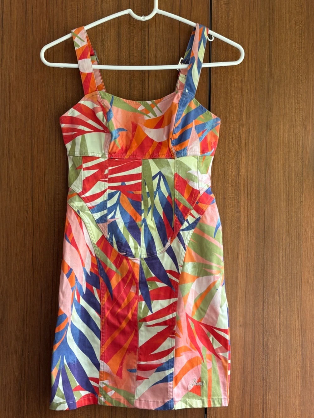 Guess Brooklyn Tropical Palm Floral Print Corset Mini Dress Size XS - Picture 2 of 12